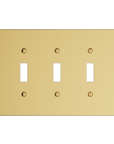 Solid brass Futura Toggle Wall Plate – Triple in Polished Brass finish
