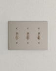 Solid brass Futura Toggle Wall Plate – Triple in Satin Nickel finish