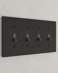 Solid brass Futura Toggle Wall Plate – Quad in Coal Black Brass finish