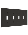 Solid brass Futura Toggle Wall Plate – Quad in Coal Black Brass finish