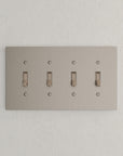 Solid brass Futura Toggle Wall Plate – Quad in Satin Nickel finish
