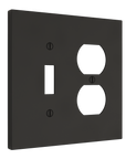 Solid brass Futura Toggle & Outlet Wall Plate – Double in Coal Black Brass finish