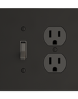 Solid brass Futura Toggle & Outlet Wall Plate – Double in Coal Black Brass finish