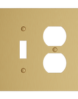 Solid brass Futura Toggle & Outlet Wall Plate – Double in Satin Brass finish