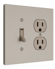 Solid brass Futura Toggle & Outlet Wall Plate – Double in Satin Nickel finish