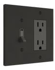 Solid brass Futura Toggle & Open Wall Plate – Double in Coal Black Brass finish