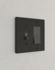 Solid brass Futura Toggle & Open Wall Plate – Double in Coal Black Brass finish