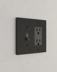 Solid brass Futura Toggle & Open Wall Plate – Double in Coal Black Brass finish