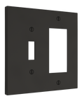 Solid brass Futura Toggle & Open Wall Plate – Double in Coal Black Brass finish