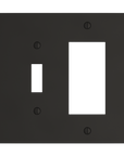 Solid brass Futura Toggle & Open Wall Plate – Double in Coal Black Brass finish