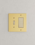 Solid brass Futura Toggle & Open Wall Plate – Double in Polished Brass finish