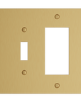 Solid brass Futura Toggle & Open Wall Plate – Double in Satin Brass finish