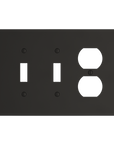 Solid brass Futura Toggle & Outlet Wall Plate – Triple in Coal Black Brass finish