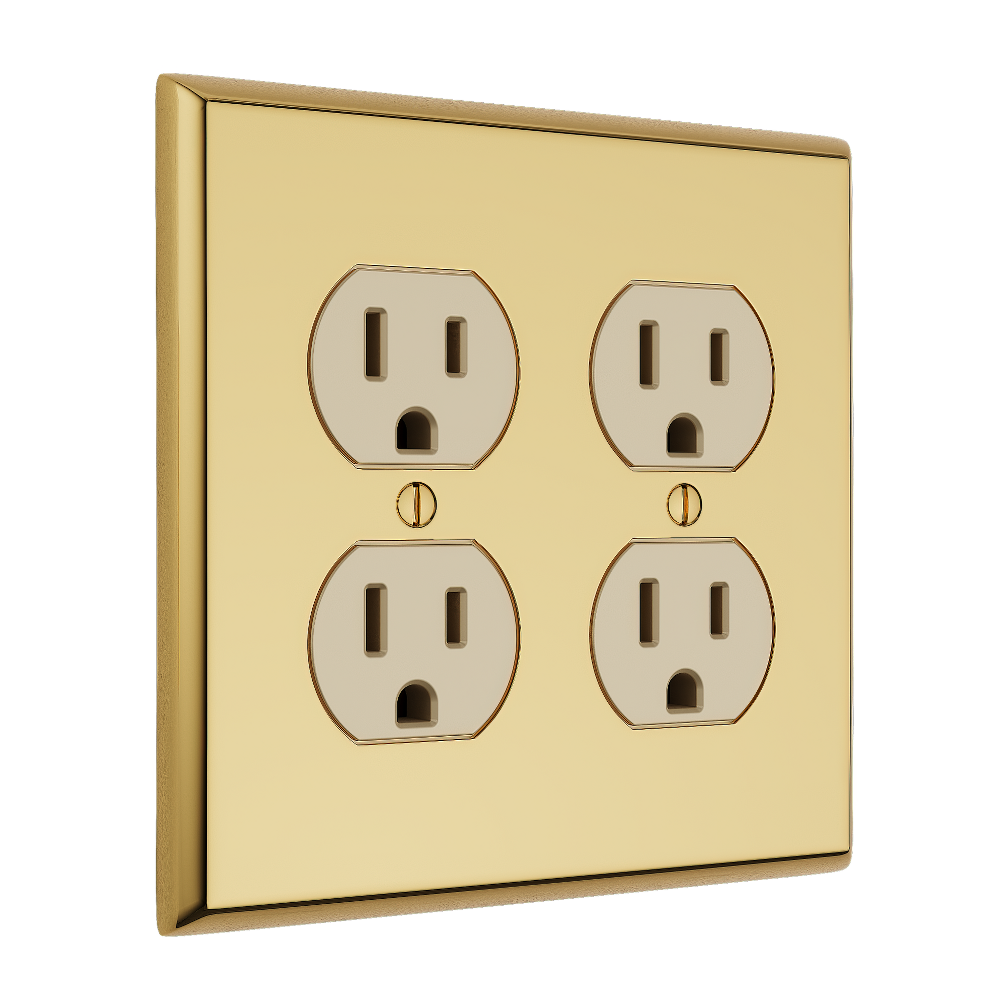 Solid brass Century Outlet Wall Plate – Double in Polished Brass finish