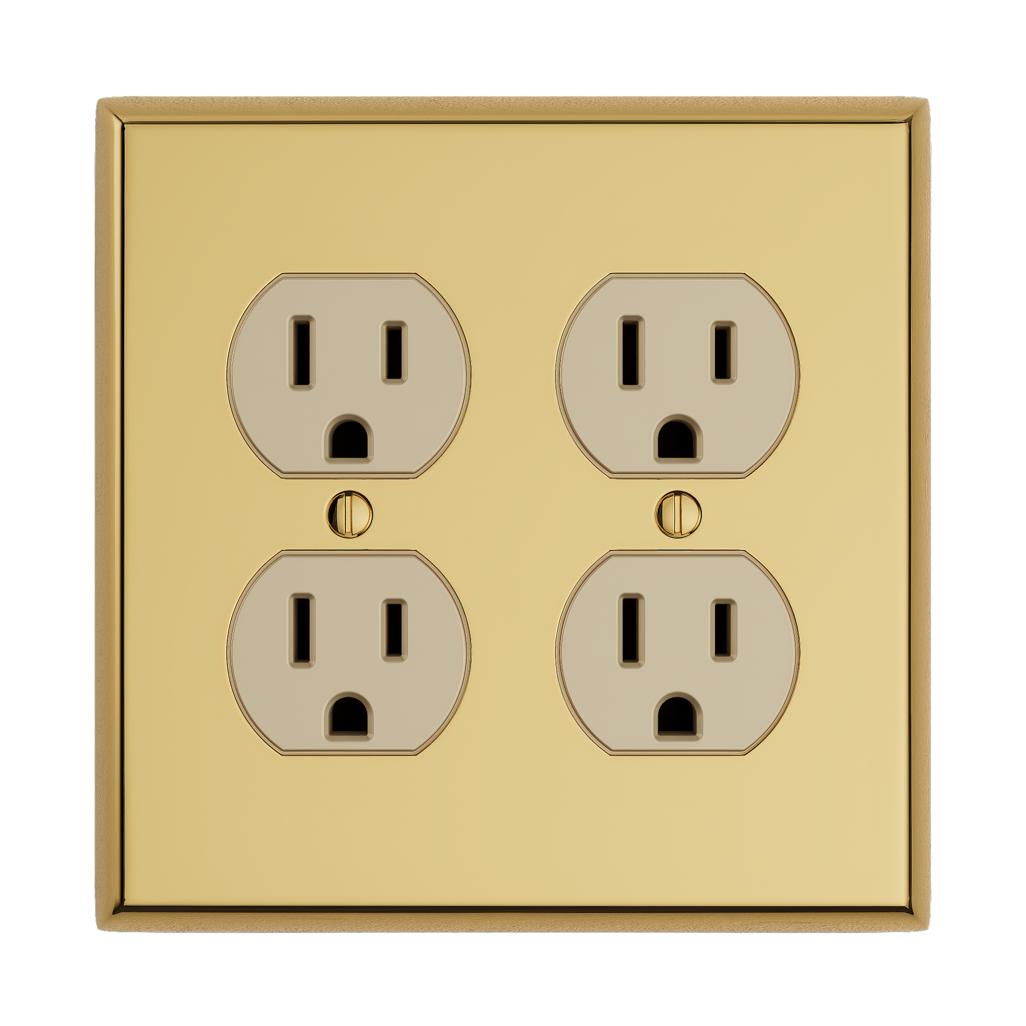 Solid brass Century Outlet Wall Plate – Double in Polished Brass finish