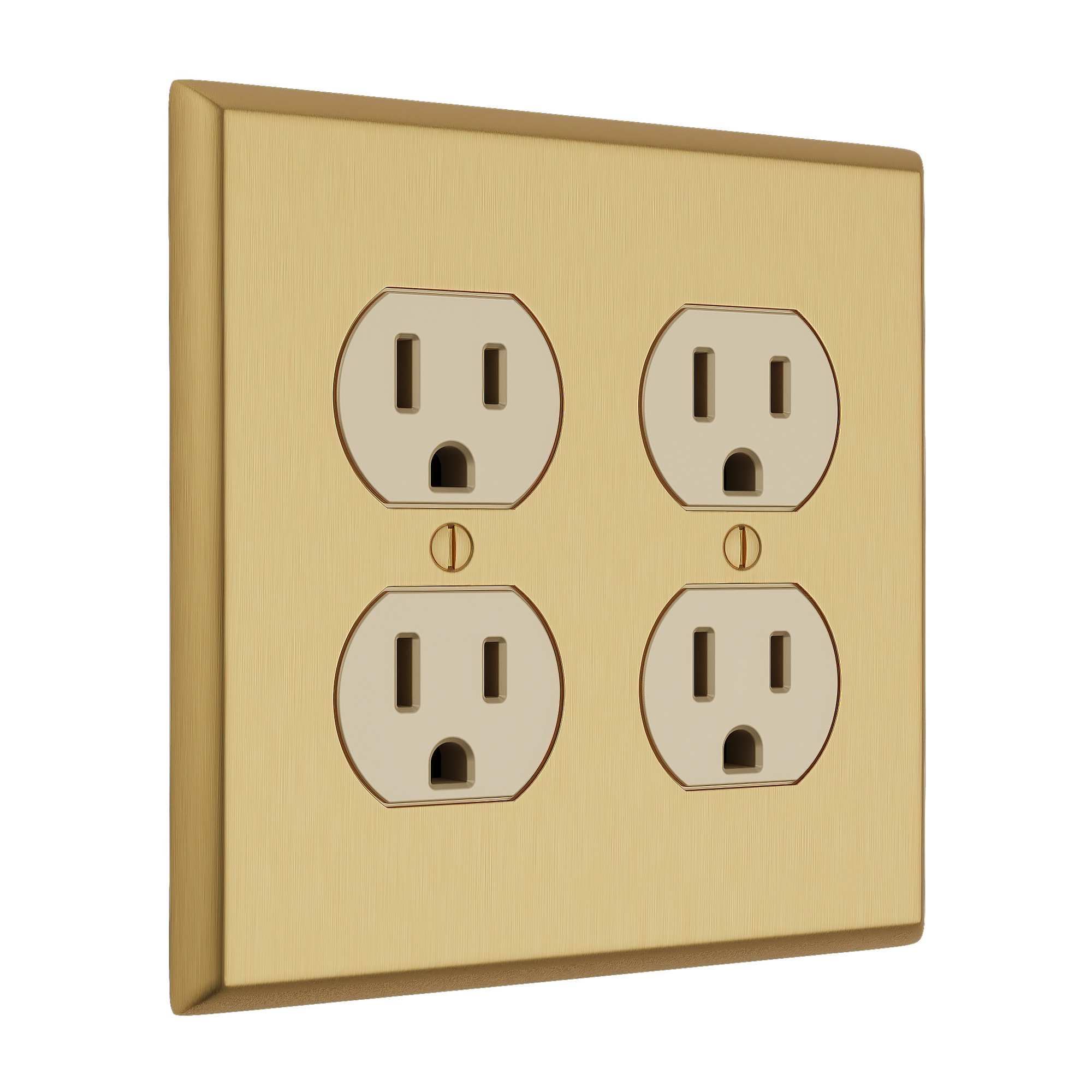 Solid brass Century Outlet Wall Plate – Double in Satin Brass finish