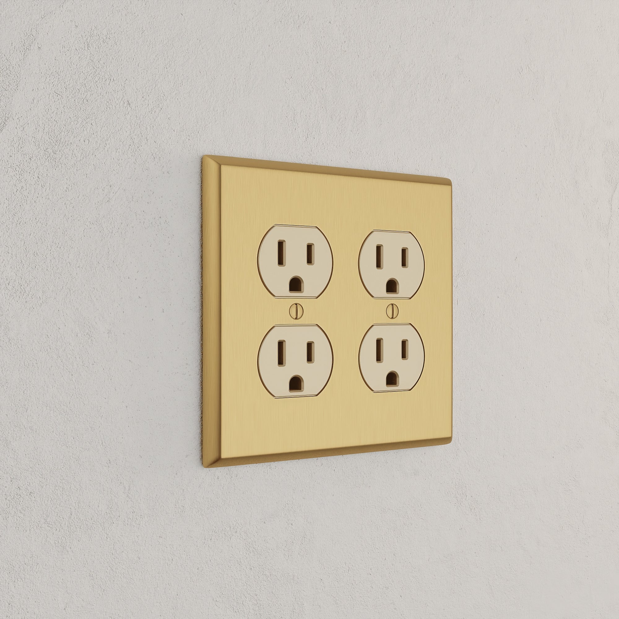 Solid brass Century Outlet Wall Plate – Double in Satin Brass finish