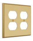 Solid brass Century Outlet Wall Plate – Double in Satin Brass finish