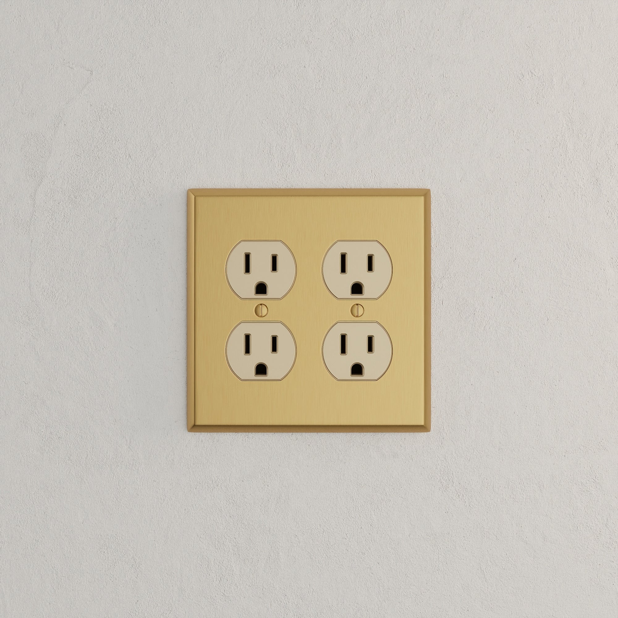 Solid brass Century Outlet Wall Plate – Double in Satin Brass finish