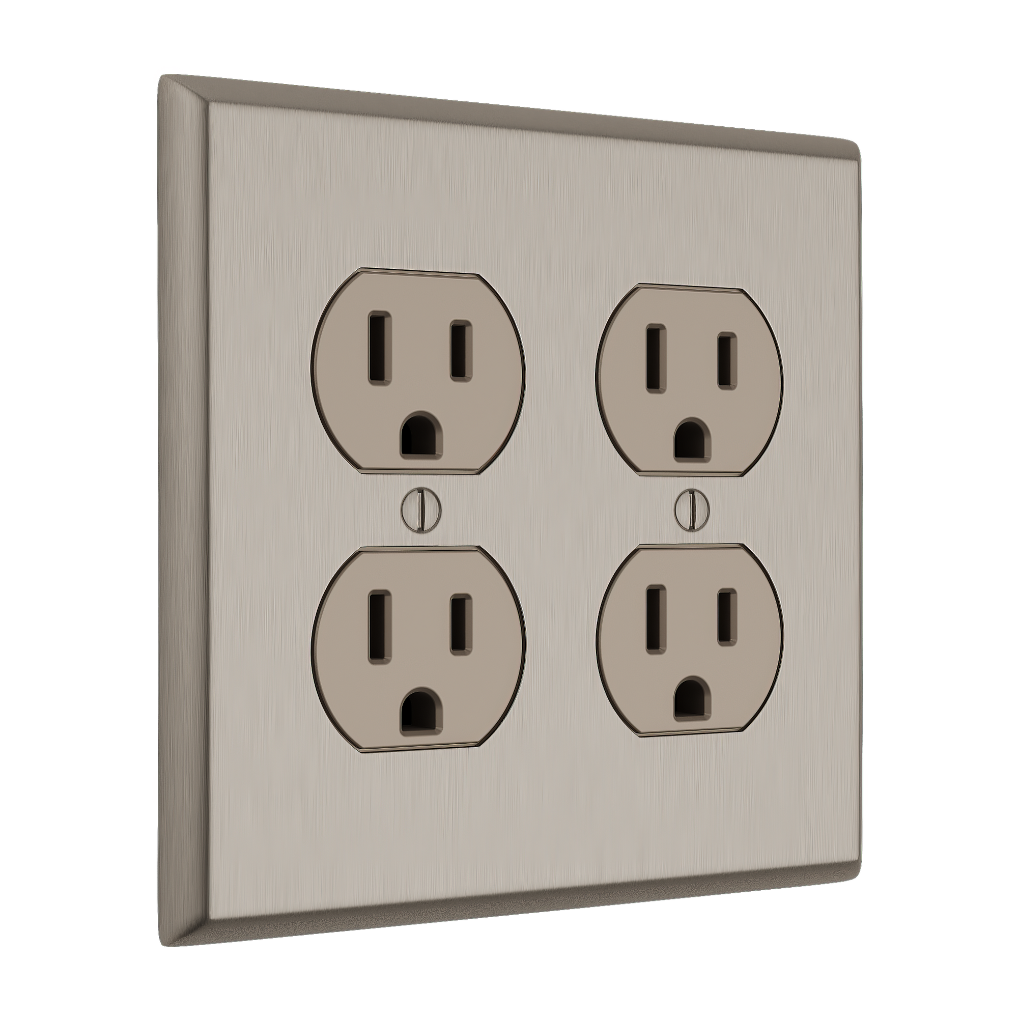 Solid brass Century Outlet Wall Plate – Double in Satin Nickel finish