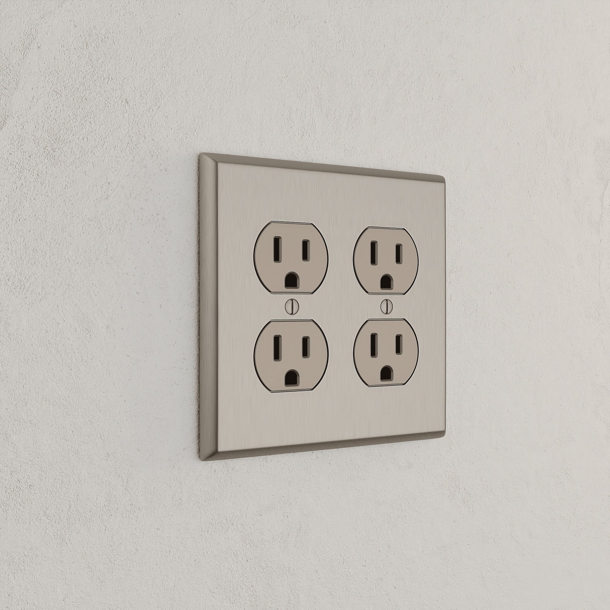 Solid brass Century Outlet Wall Plate – Double in Satin Nickel finish