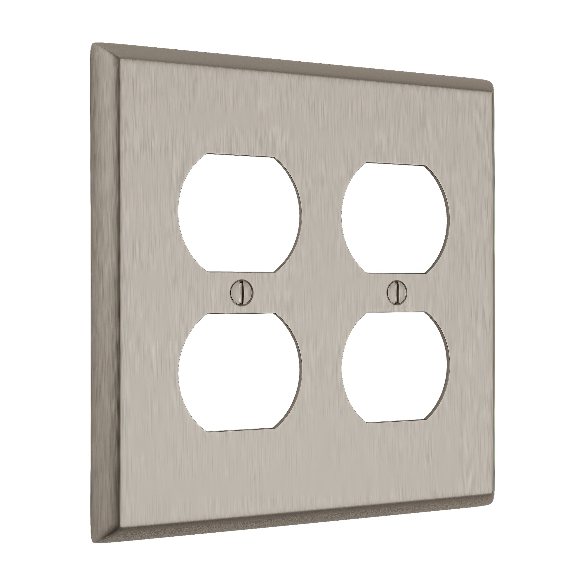 Solid brass Century Outlet Wall Plate – Double in Satin Nickel finish