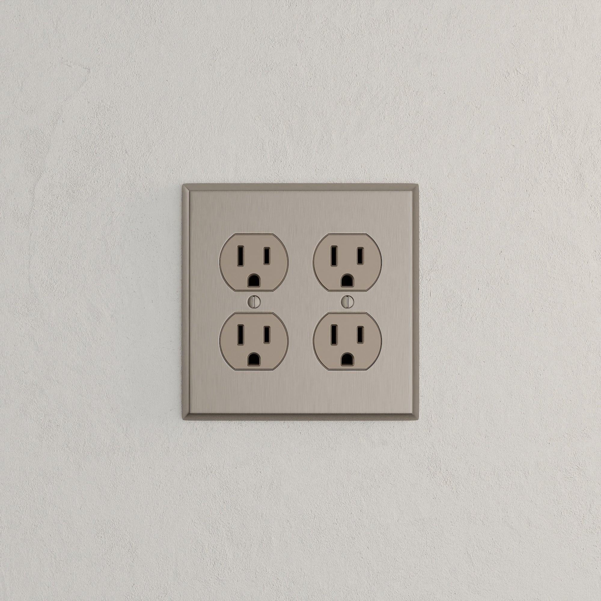 Solid brass Century Outlet Wall Plate – Double in Satin Nickel finish