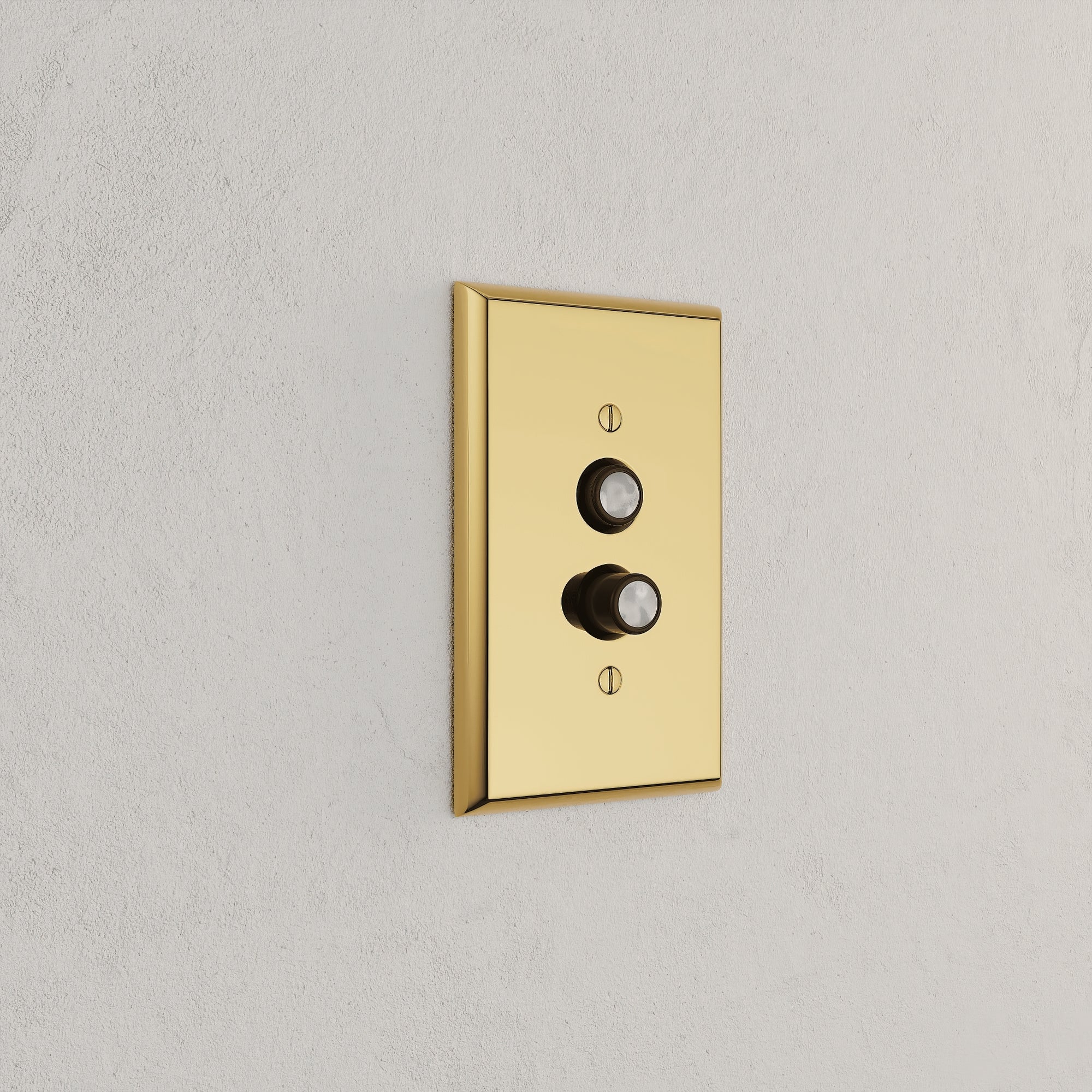 Solid brass Century Push Button Wall Plate in Polished Brass finish