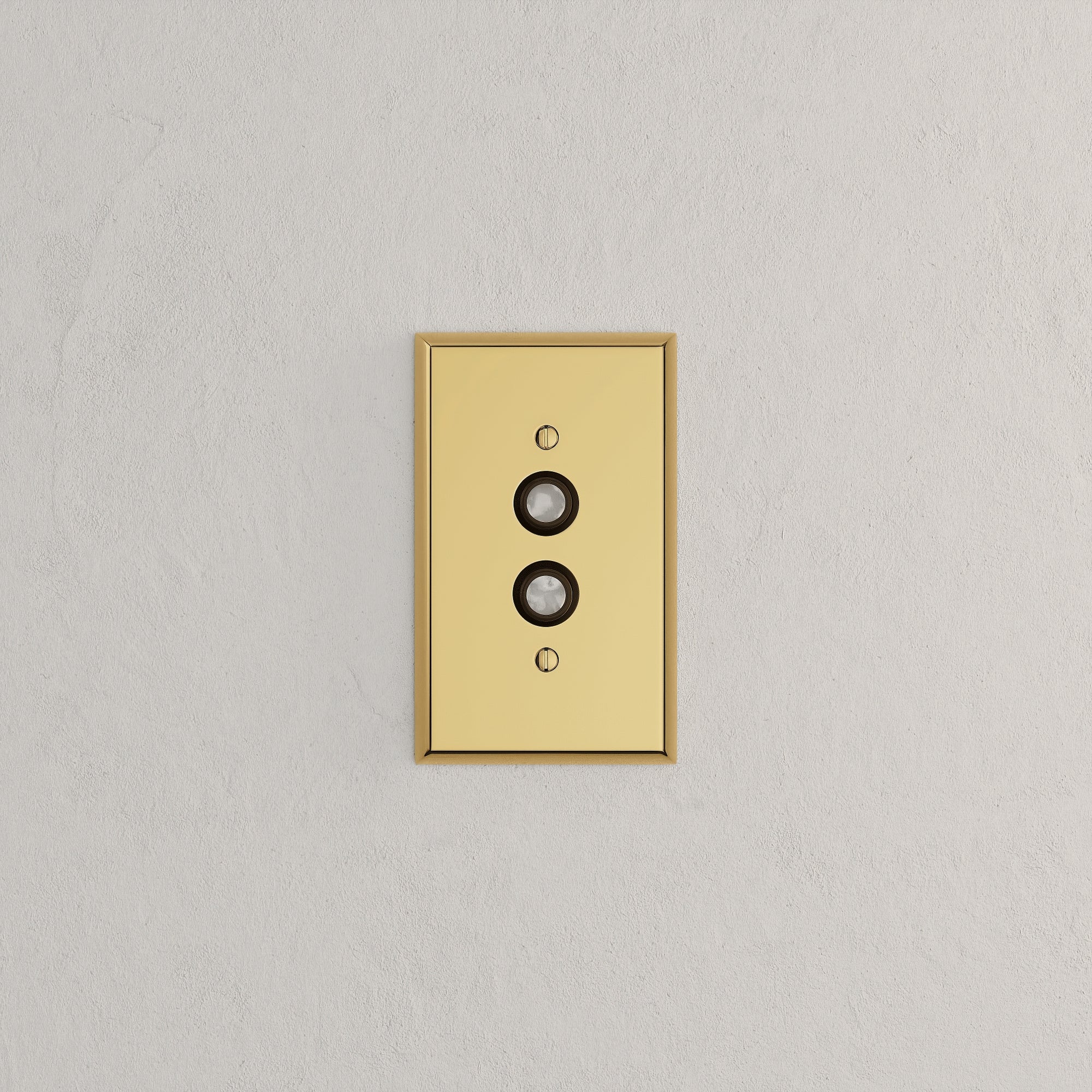 Solid brass Century Push Button Wall Plate in Polished Brass finish