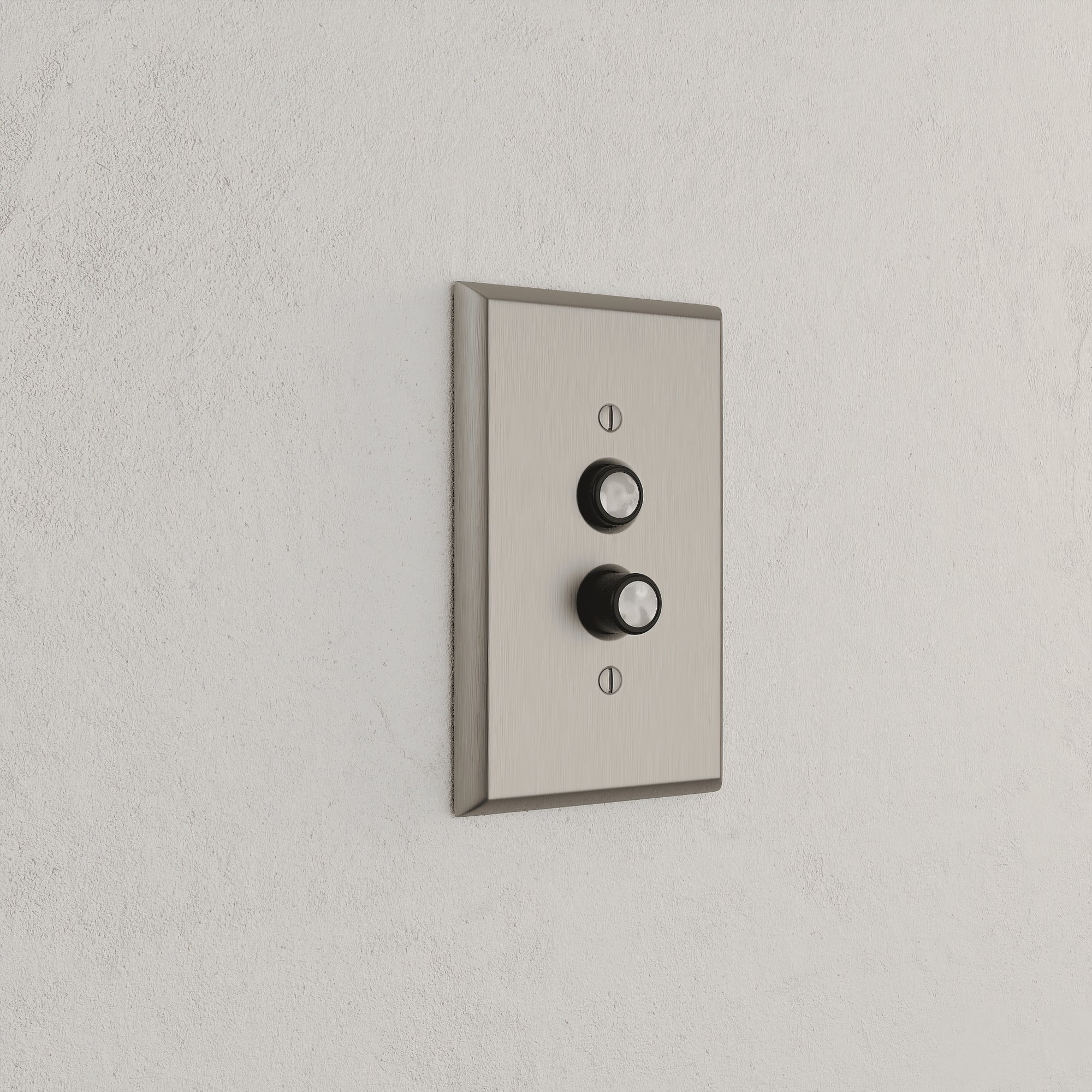 Solid brass Century Push Button Wall Plate in Satin Nickel finish