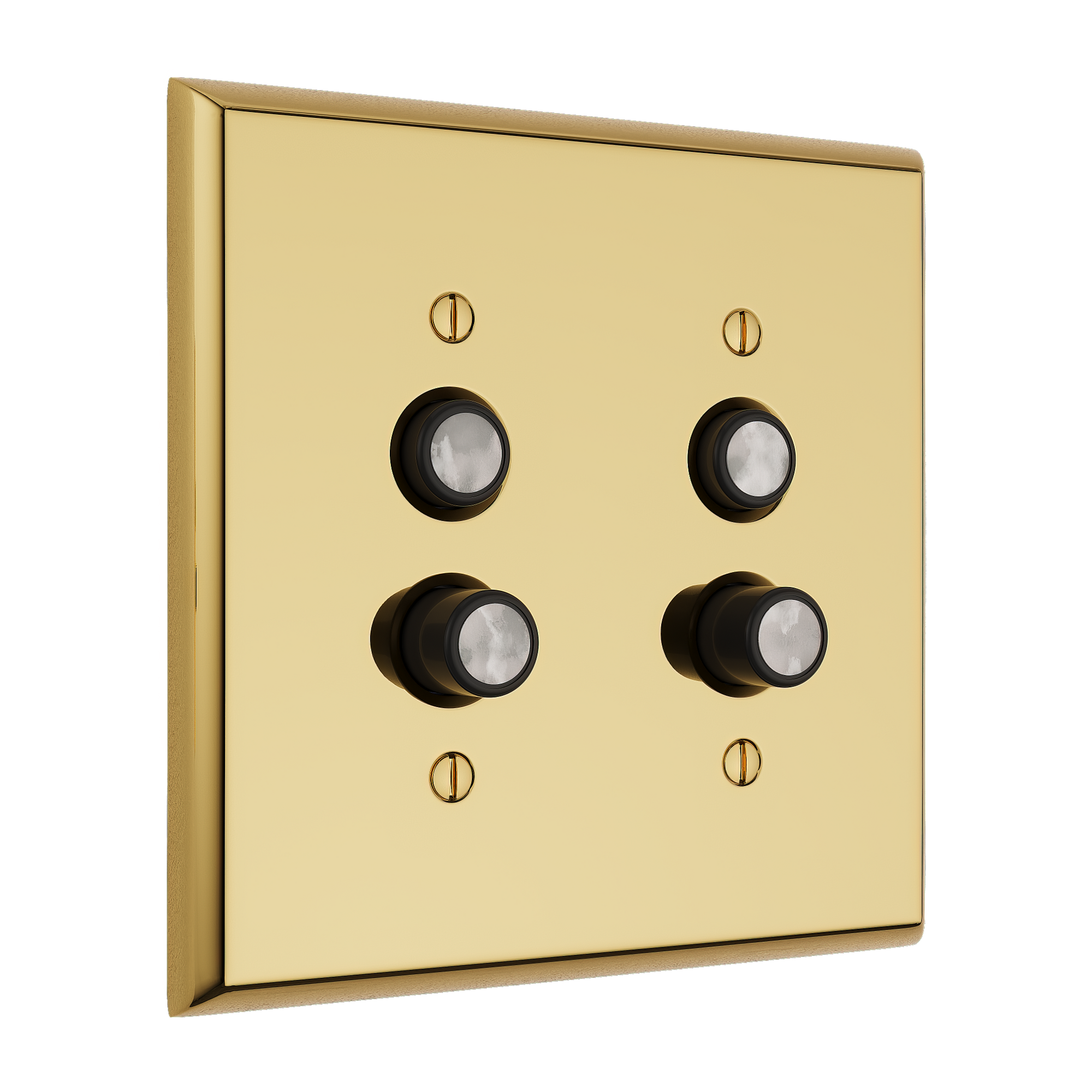 Solid brass Century Push Button Wall Plate – Double in Polished Brass finish