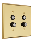 Solid brass Century Push Button Wall Plate – Double in Polished Brass finish