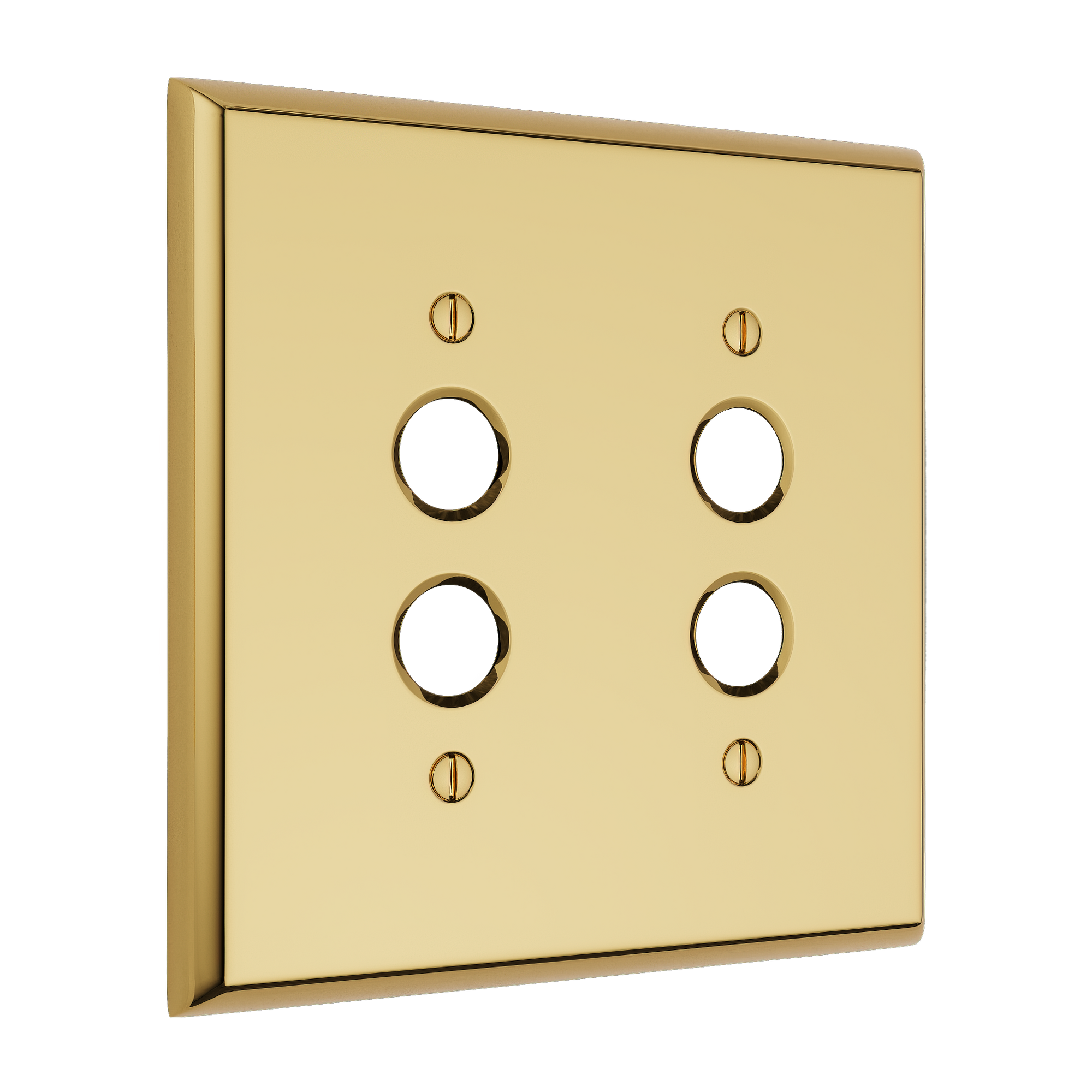 Solid brass Century Push Button Wall Plate – Double in Polished Brass finish