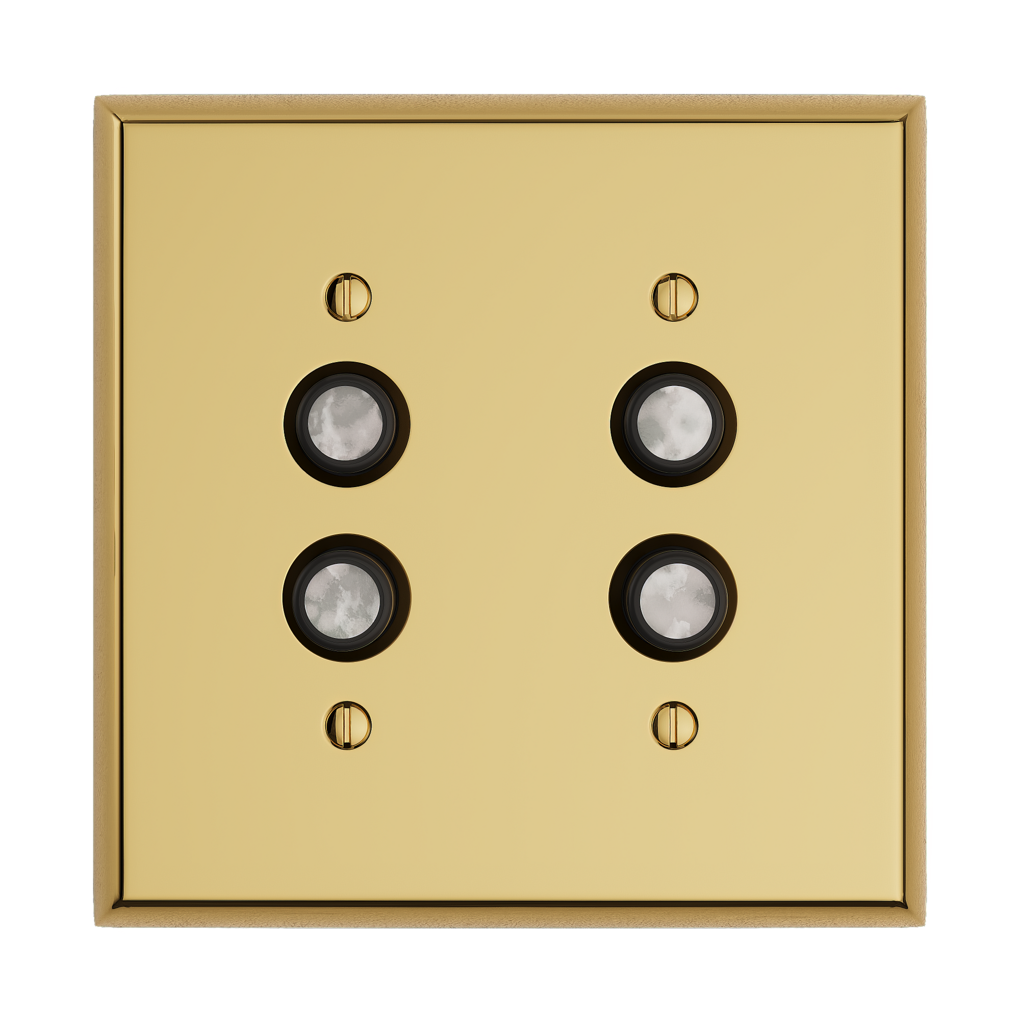 Solid brass Century Push Button Wall Plate – Double in Polished Brass finish