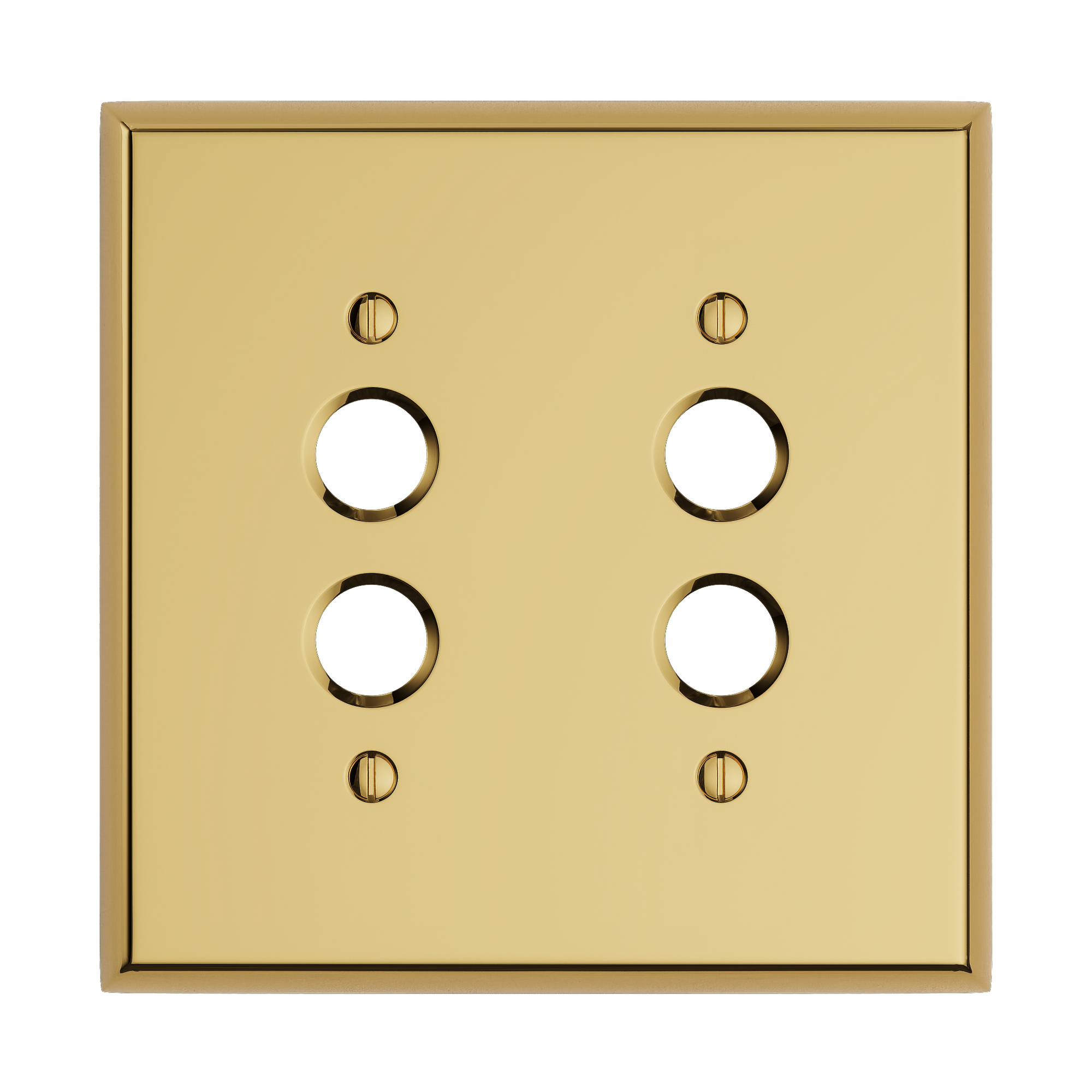 Solid brass Century Push Button Wall Plate – Double in Polished Brass finish