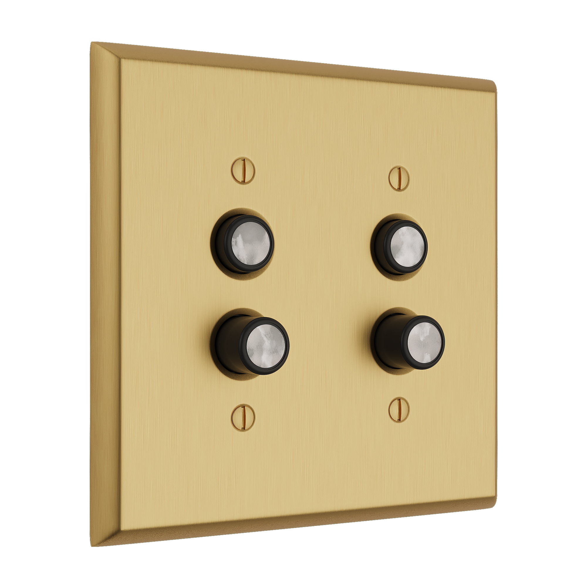 Solid brass Century Push Button Wall Plate – Double in Satin Brass finish