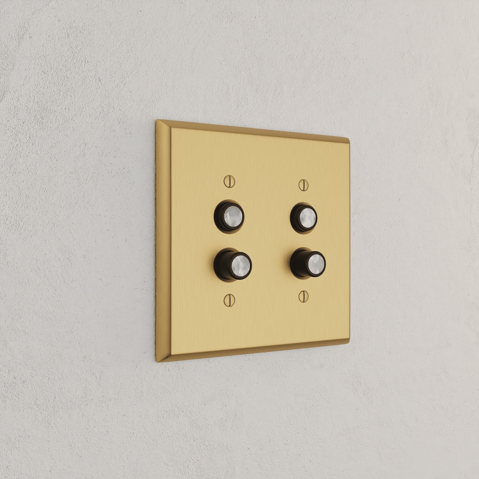 Solid brass Century Push Button Wall Plate – Double in Satin Brass finish