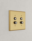 Solid brass Century Push Button Wall Plate – Double in Satin Brass finish