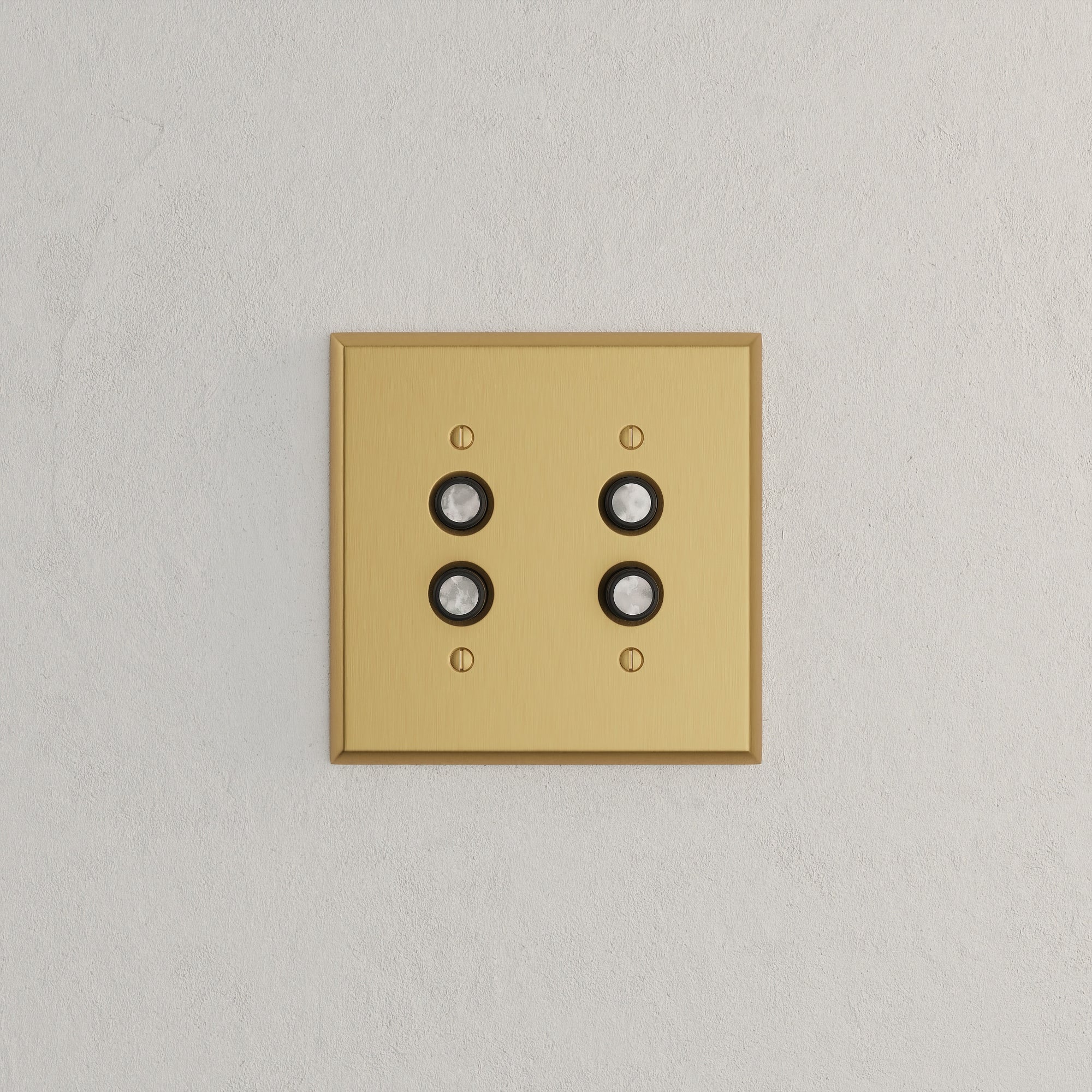 Solid brass Century Push Button Wall Plate – Double in Satin Brass finish