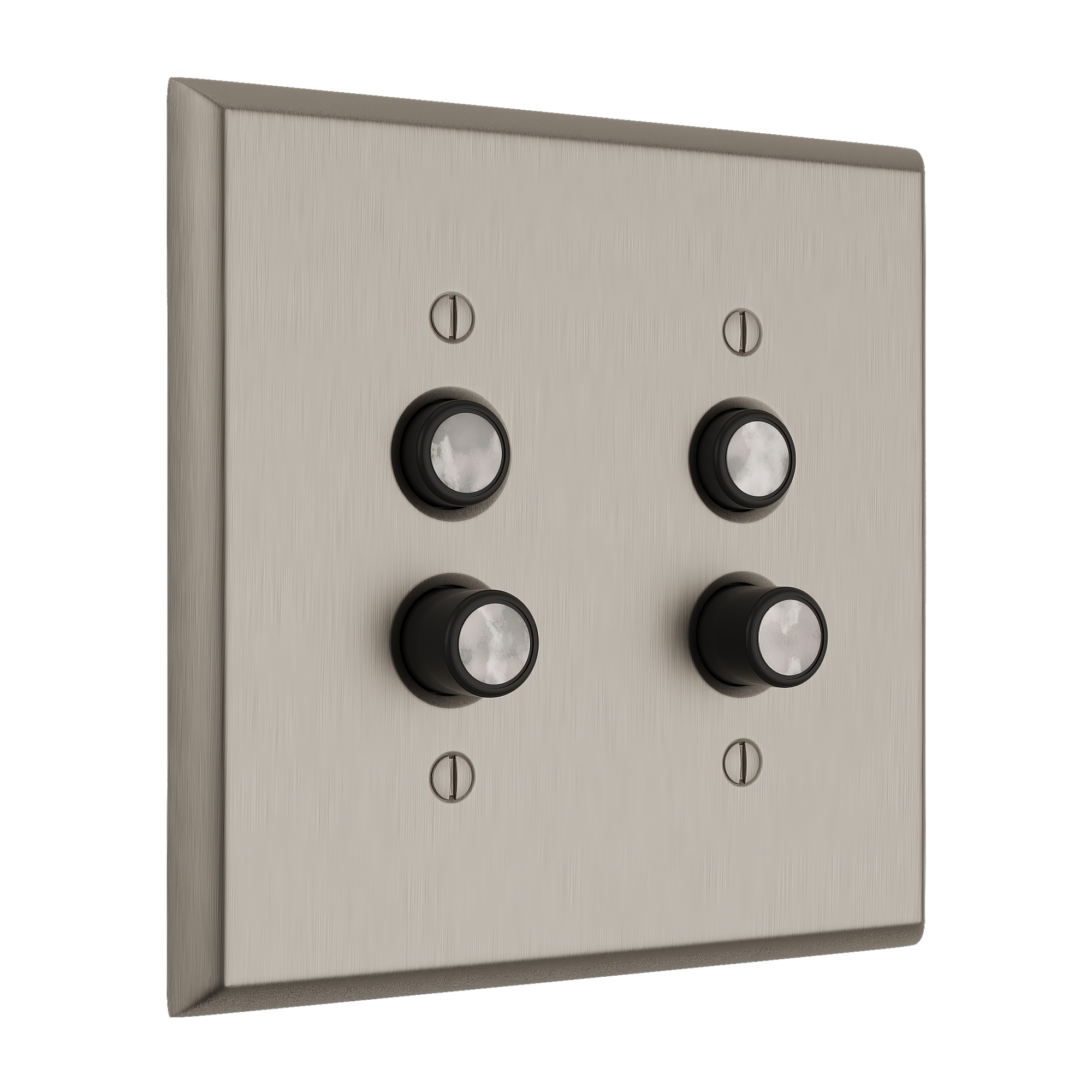Solid brass Century Push Button Wall Plate – Double in Satin Nickel finish