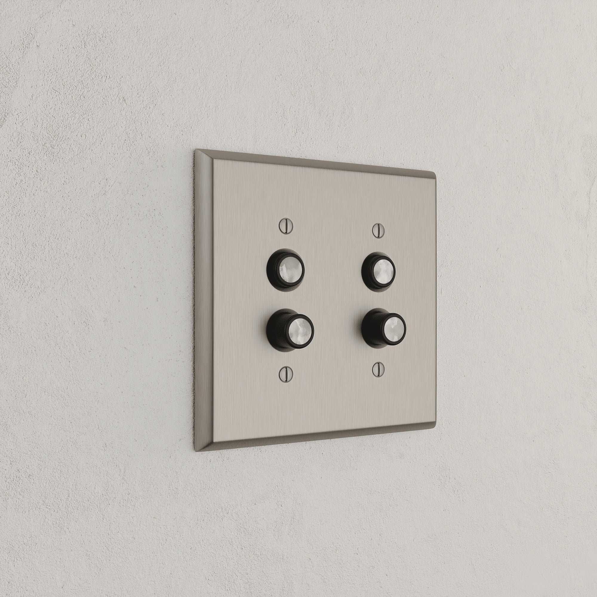 Solid brass Century Push Button Wall Plate – Double in Satin Nickel finish