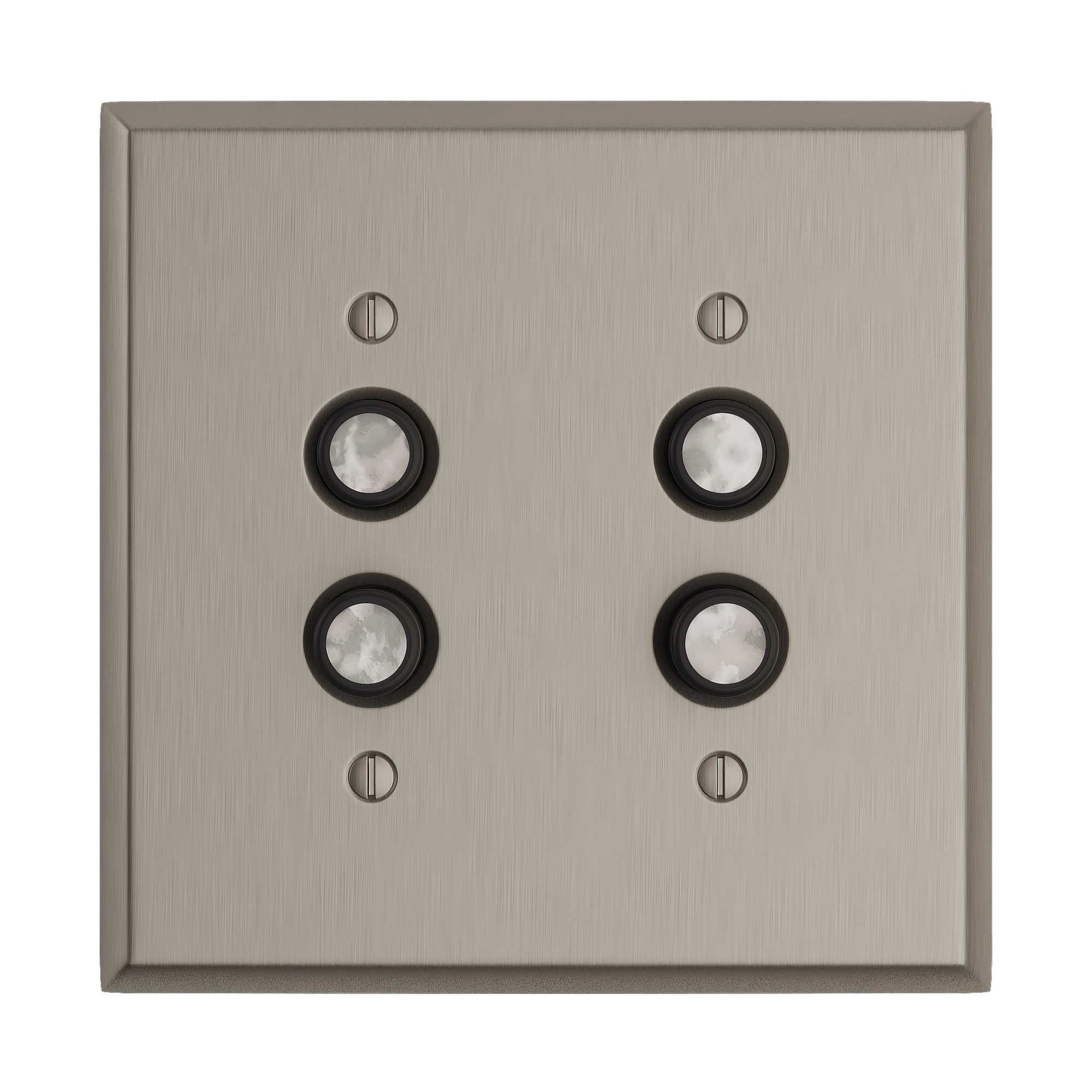 Solid brass Century Push Button Wall Plate – Double in Satin Nickel finish