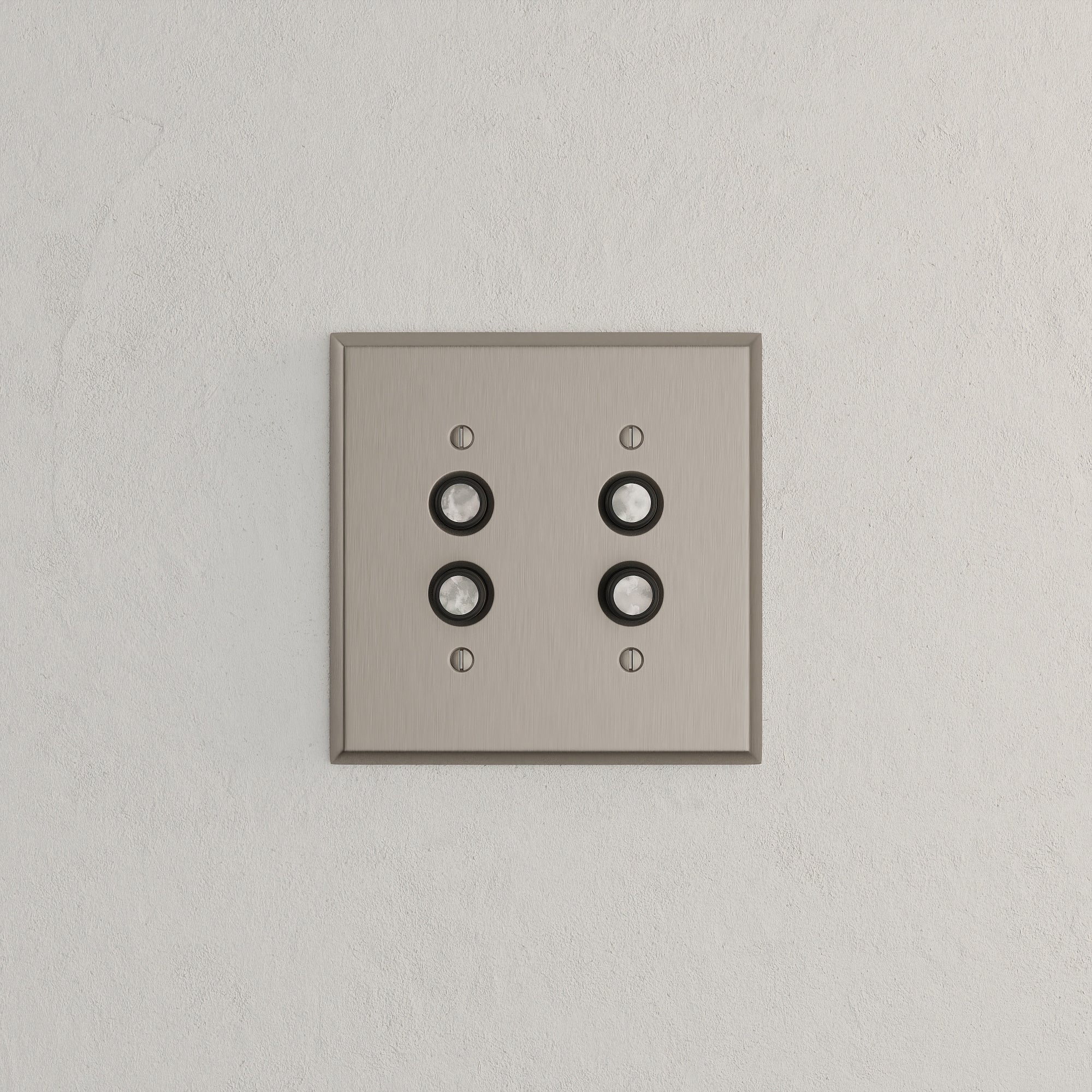 Solid brass Century Push Button Wall Plate – Double in Satin Nickel finish