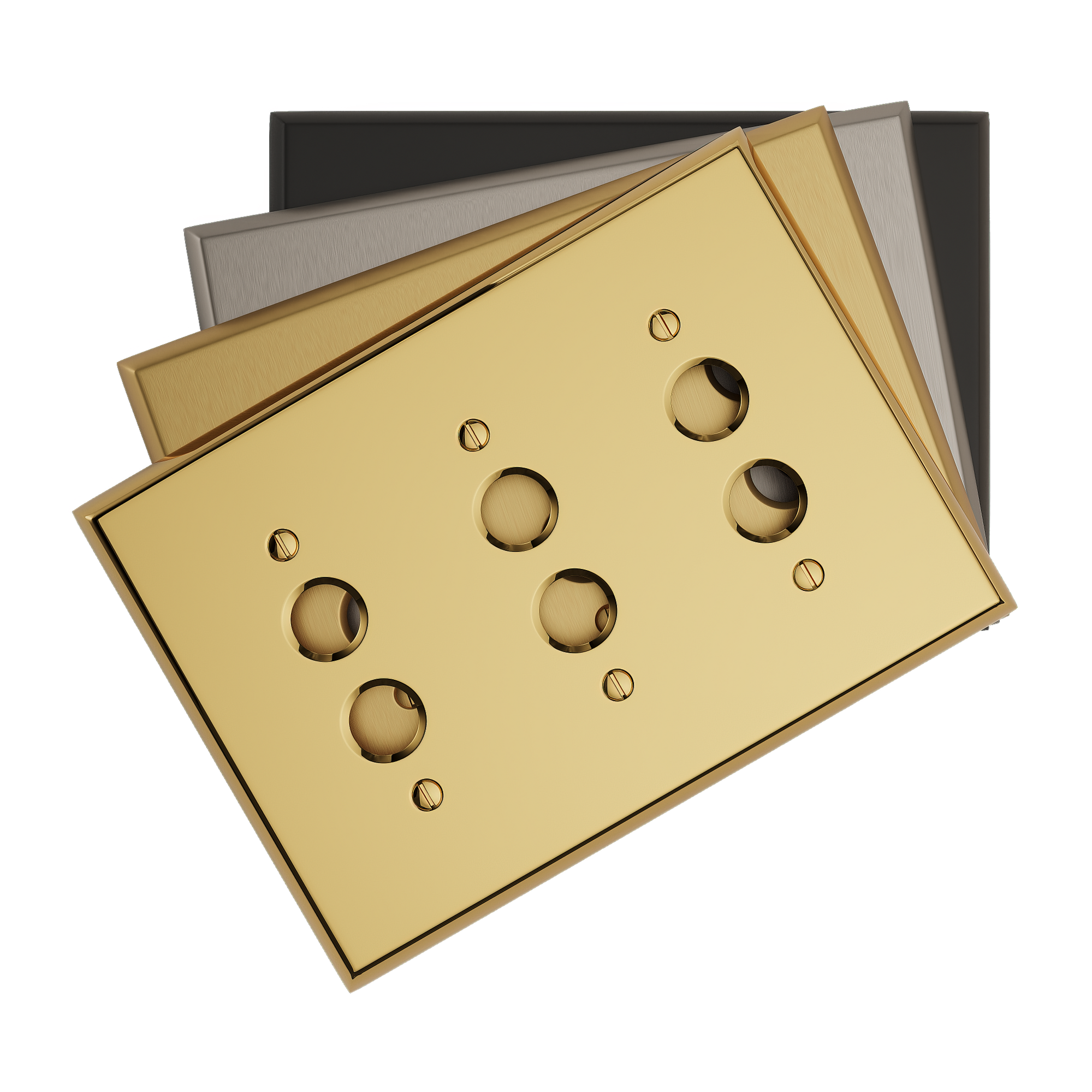 Solid brass Century Push Button Wall Plate – Triple