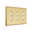 Solid brass Century Push Button Wall Plate – Triple in Polished Brass finish