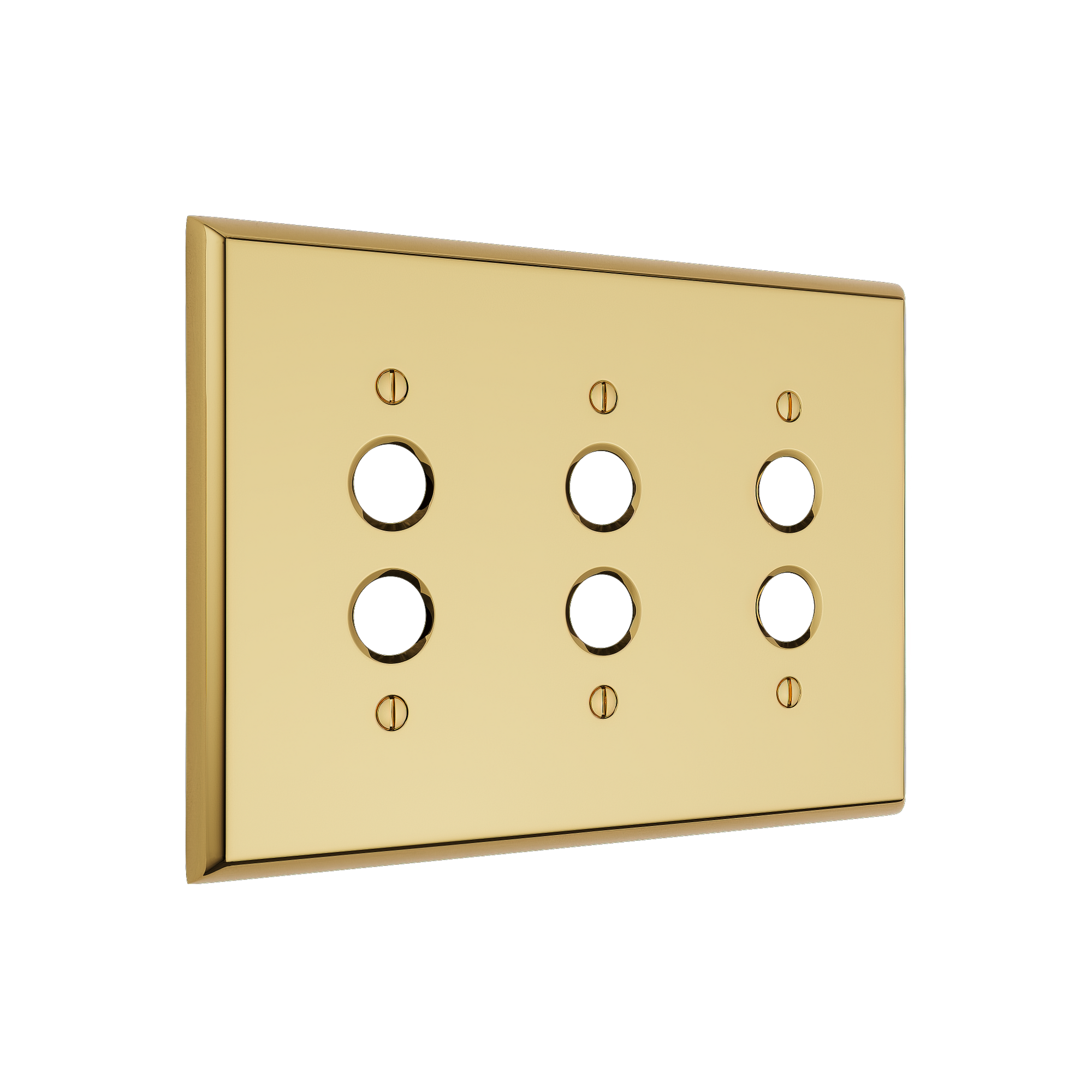 Solid brass Century Push Button Wall Plate – Triple in Polished Brass finish