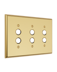 Solid brass Century Push Button Wall Plate – Triple in Polished Brass finish