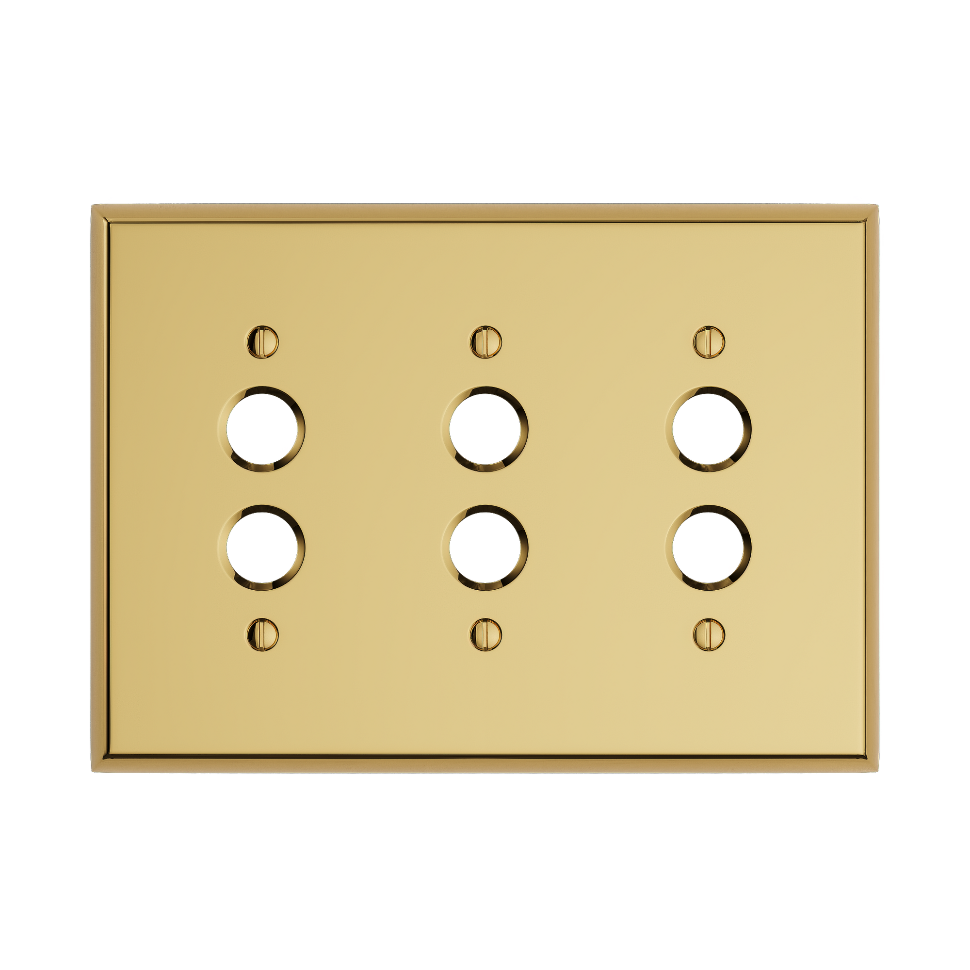 Solid brass Century Push Button Wall Plate – Triple in Polished Brass finish