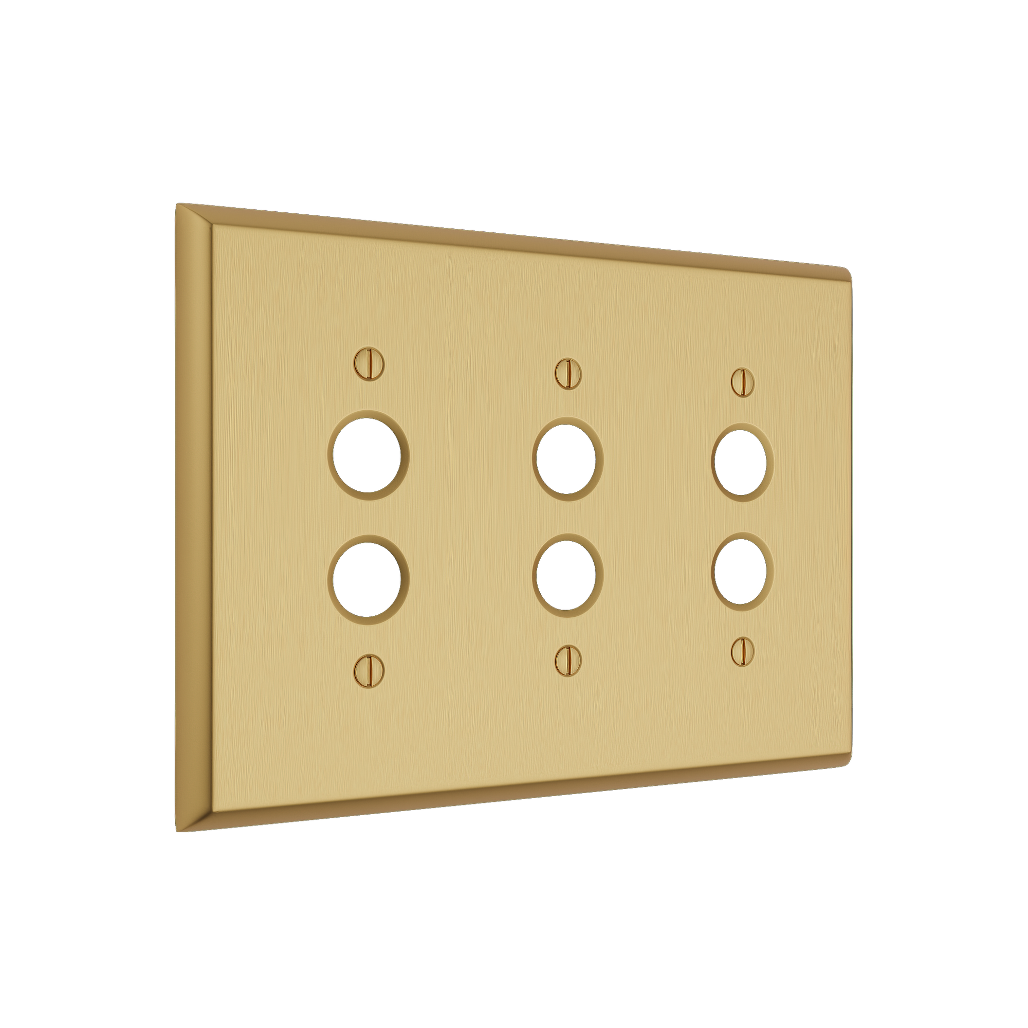 Solid brass Century Push Button Wall Plate – Triple in Satin Brass finish