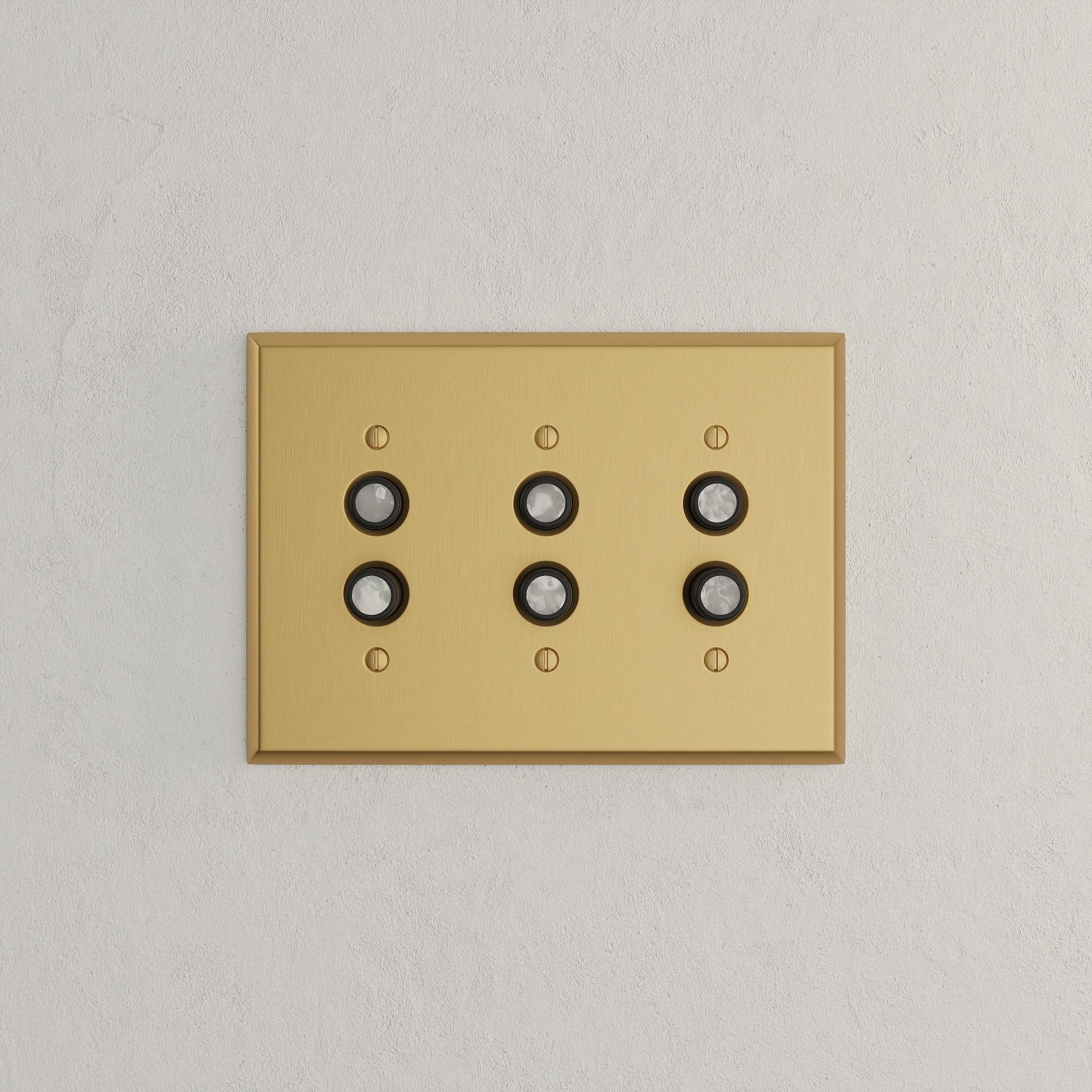Solid brass Century Push Button Wall Plate – Triple in Satin Brass finish